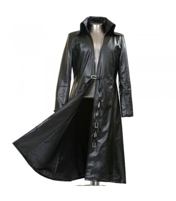 New Men Black Faux Leather Coat Trench Coat Men Vampire Victorian Long Coat